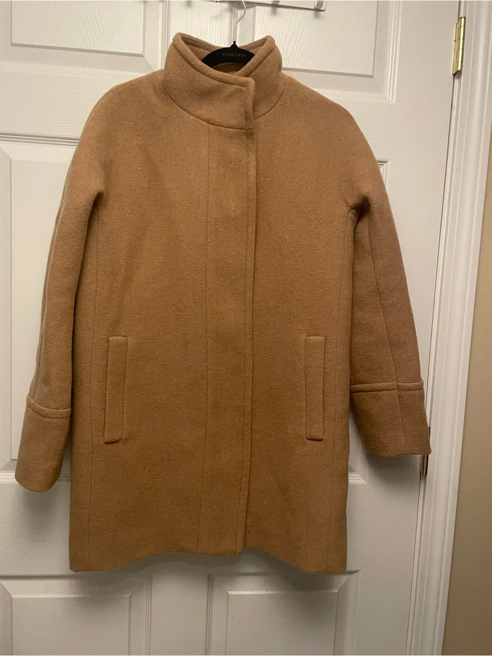 J. Crew Camel Trench Coat with Stand Collar